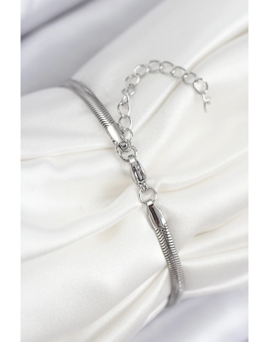 Pirinç Zirkon Taşlı Yonca Model Gümüş Renk Kadın Bileklik