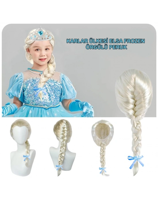 Platin Altın Dore Renk Karlar Ülkesi Elsa Frozen Peruğu Çocuk Boy