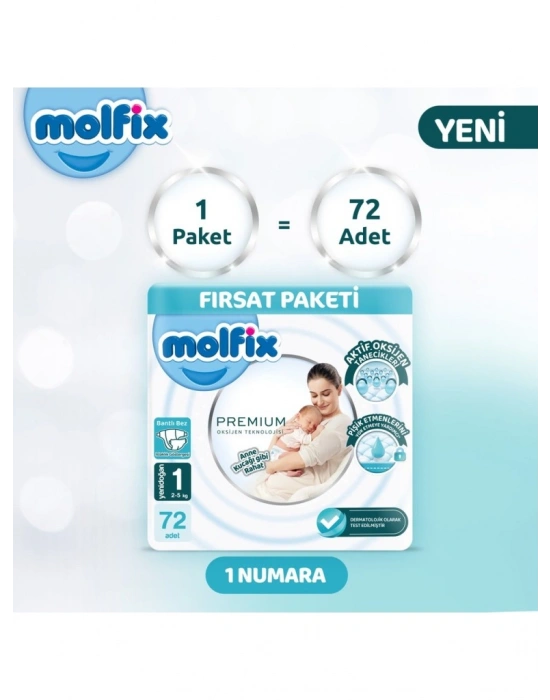 Premium Bebek Bezi Fırsat Paketi 1 Beden 2-5 Kg 72 Adet