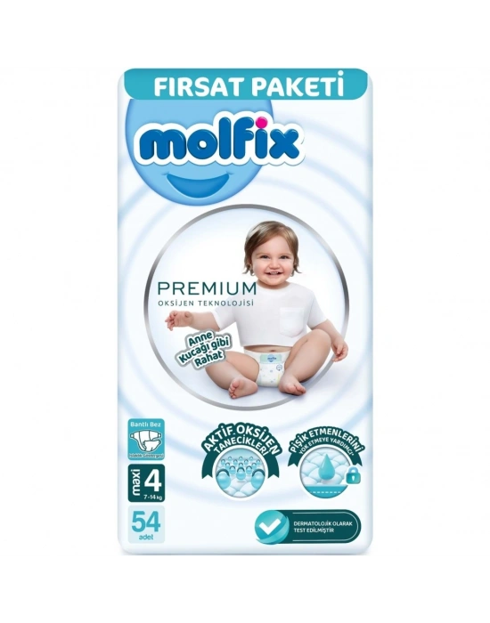 Premium Bebek Bezi Fırsat Paketi 4 Beden 7-14 Kg 54 Adet