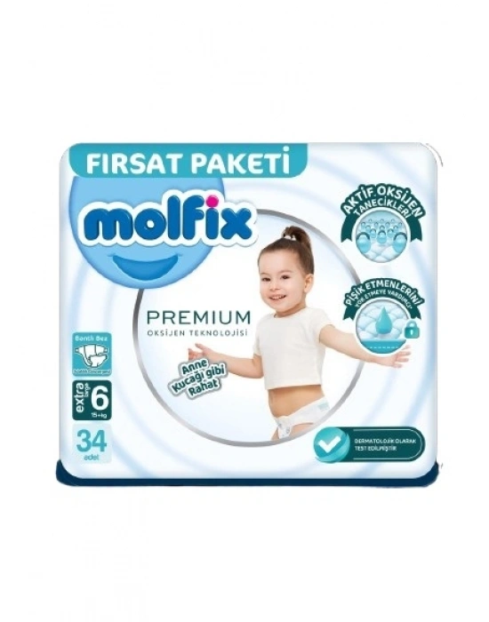 Premium Bebek Bezi Fırsat Paketi 6 Beden 15+ Kg 34 Adet