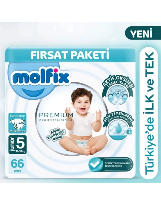 Premium Bebek Bezi Ultra Fırsat Paketi 5 Beden 11-18 Kg 66 Adet