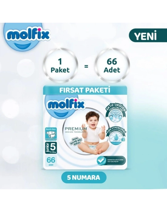 Premium Bebek Bezi Ultra Fırsat Paketi 5 Beden 11-18 Kg 66 Adet