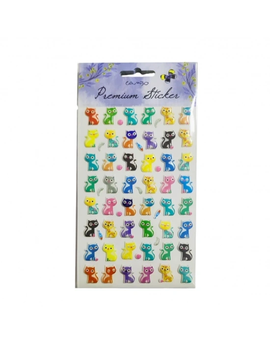 Puf Sticker Balıklı Kedi