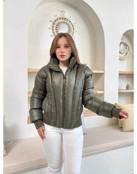 Puffer kısa mont haki st25534