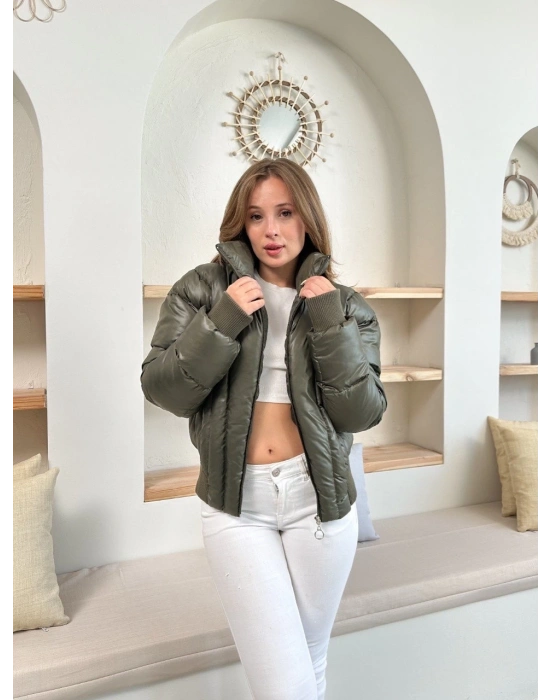 Puffer kısa mont haki st25534