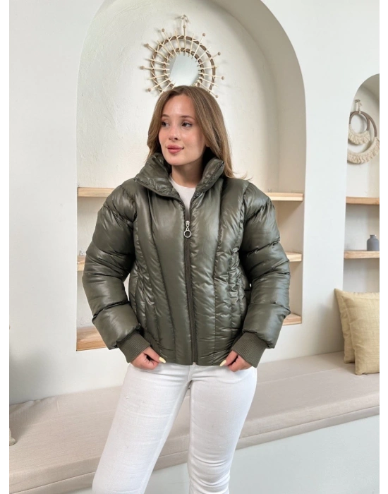 Puffer kısa mont haki st25534