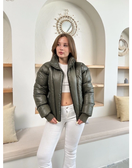 Puffer kısa mont haki st25534