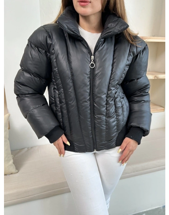 Puffer kısa mont siyah st25534