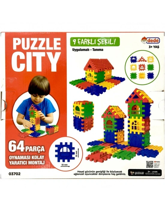 Puzzle City 3D Yapı ve Tasarım Blokları 64 Parça