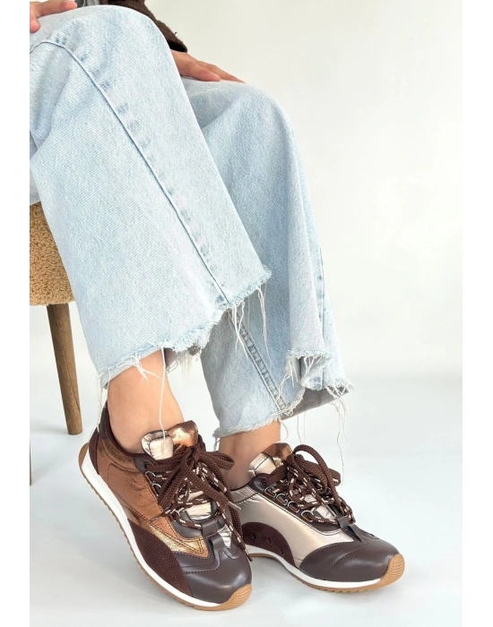 Ranu Kahverengi Cilt Paraşüt Detaylı Bağcıklı Spor Ayakkabı