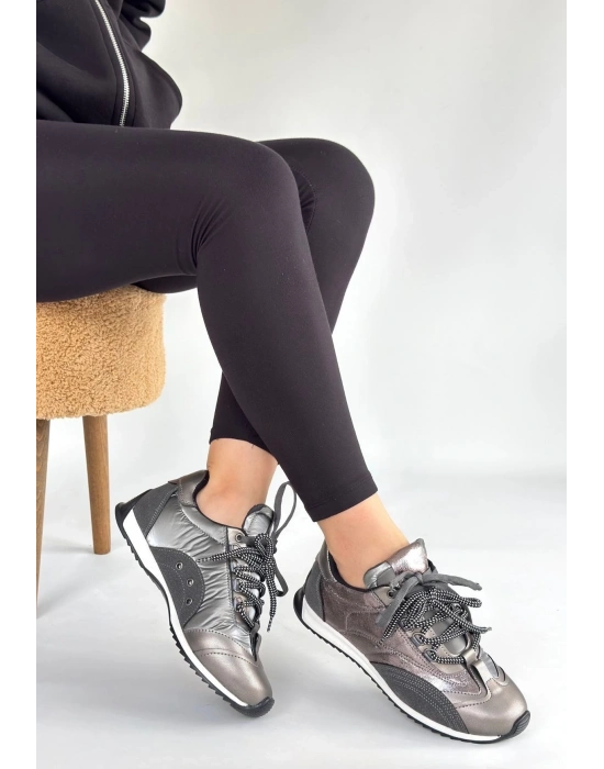 Ranu Platin Cilt Paraşüt Detaylı Bağcıklı Spor Ayakkabı