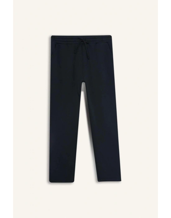 Regular Fit Beli Bağcıklı Cepli Düz Paça Kalın Eşofman Altı