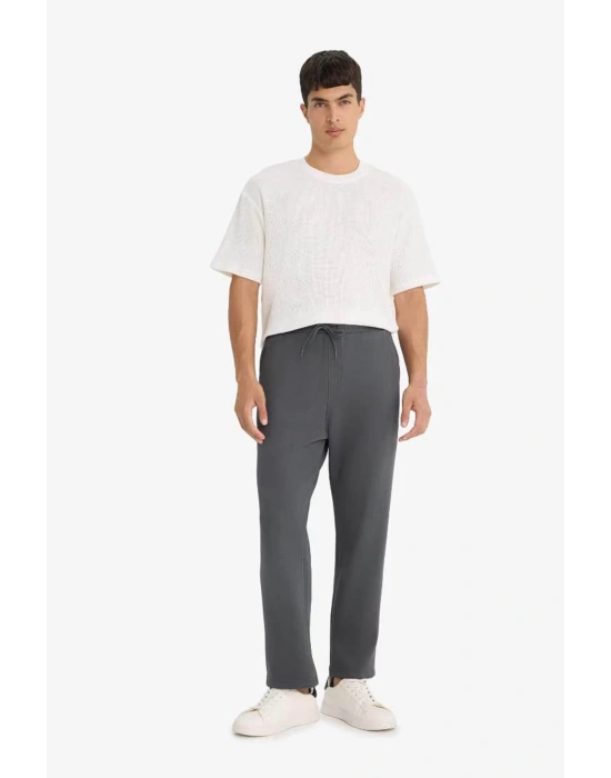 Regular Fit Beli Bağcıklı Düz Paça Cepli Antrasit Erkek Eşofman Altı E7829AX/AR104 Antrasit