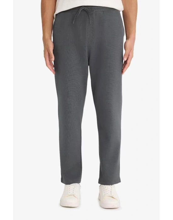 Regular Fit Beli Bağcıklı Düz Paça Cepli Antrasit Erkek Eşofman Altı E7829AX/AR104 Antrasit