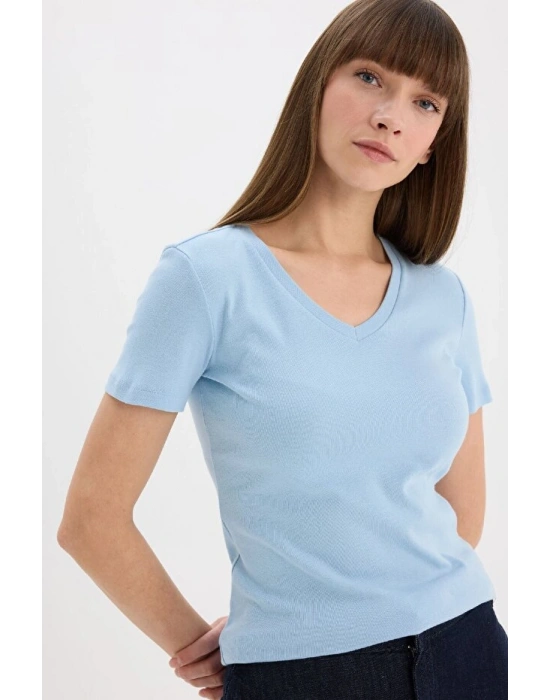 Regular Fit Bisiklet Yaka Basic Düz Premium Kısa Kollu Tişört