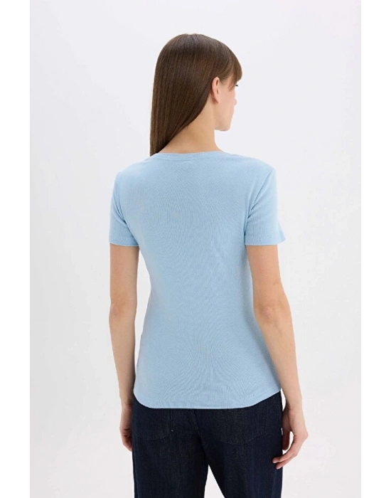 Regular Fit Bisiklet Yaka Basic Düz Premium Kısa Kollu Tişört