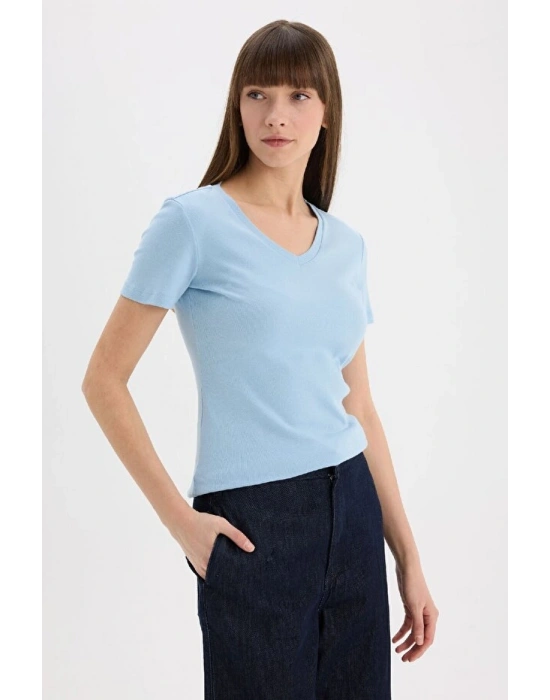 Regular Fit Bisiklet Yaka Basic Düz Premium Kısa Kollu Tişört