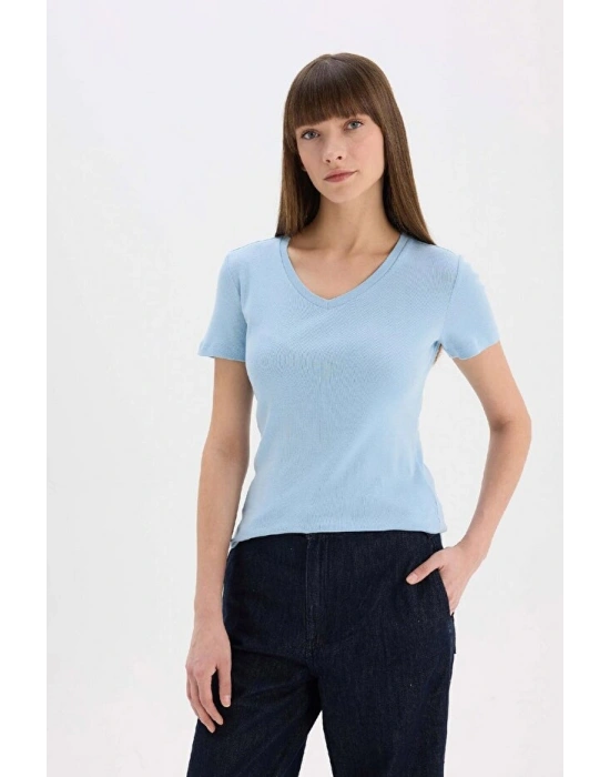 Regular Fit Bisiklet Yaka Basic Düz Premium Kısa Kollu Tişört