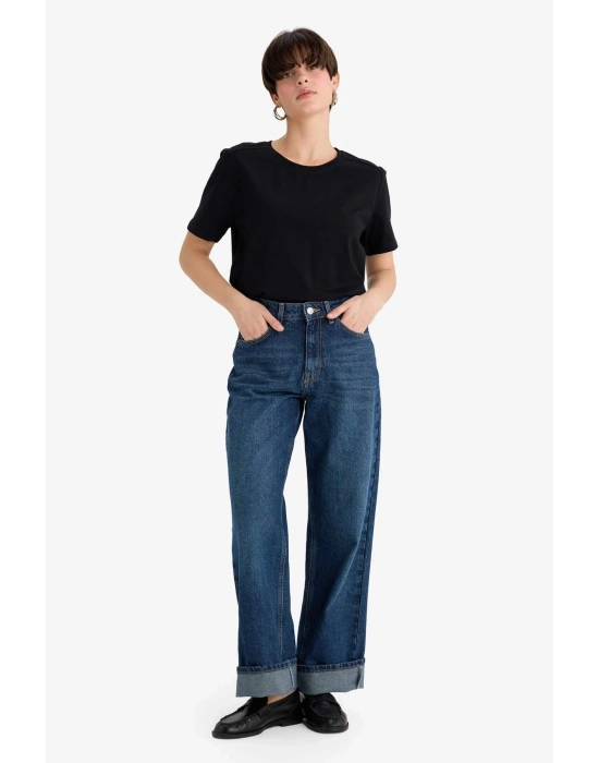 Regular Fit Bisiklet Yaka Basic Düz Premium Kısa Kollu Tişört Siyah