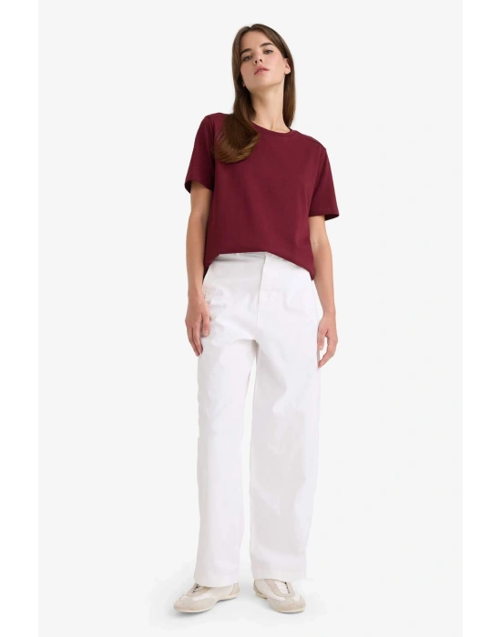 Regular Fit Bisiklet Yaka Basic Düz Premium Kısa Kollu Tişört