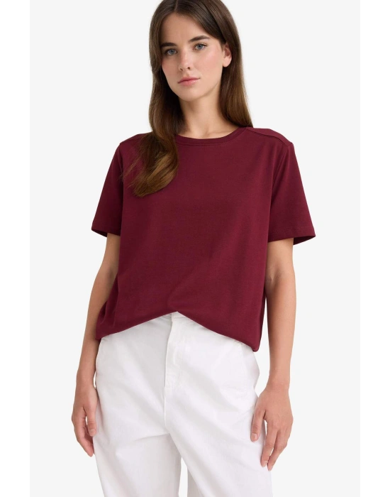 Regular Fit Bisiklet Yaka Basic Düz Premium Kısa Kollu Tişört