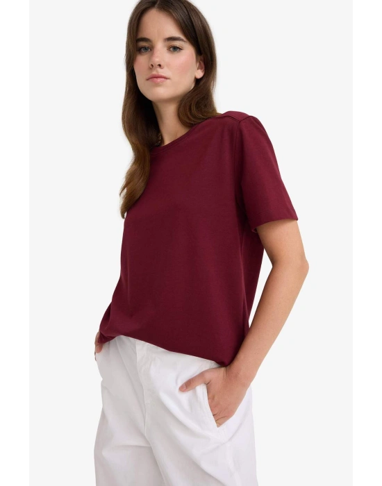 Regular Fit Bisiklet Yaka Basic Düz Premium Kısa Kollu Tişört