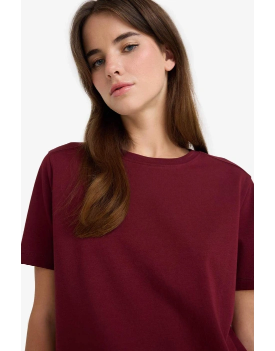 Regular Fit Bisiklet Yaka Basic Düz Premium Kısa Kollu Tişört