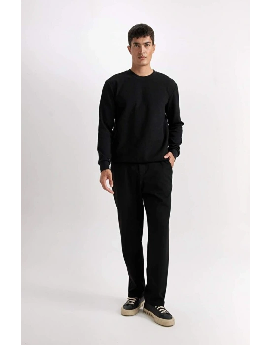 Regular Fit Bisiklet Yaka Jakarlı Sweatshirt