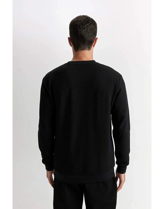 Regular Fit Bisiklet Yaka Jakarlı Sweatshirt
