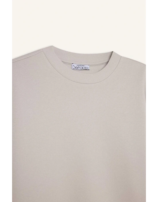 Regular Fit Bisiklet Yaka Kalın Basic Düz Sweatshirt