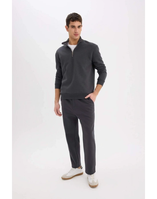 Regular Fit Eşofman Altı İçi Polarlı Basic Düz Cepli Beli Bağcıklı Düz Paça