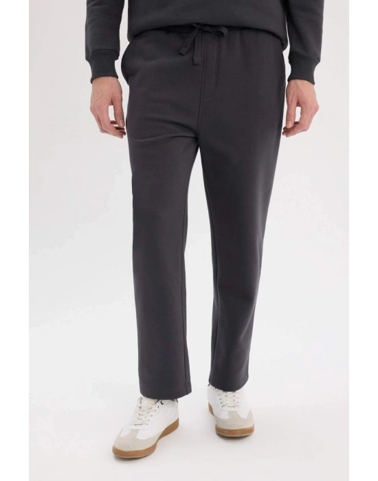 Regular Fit Eşofman Altı İçi Polarlı Basic Düz Cepli Beli Bağcıklı Düz Paça