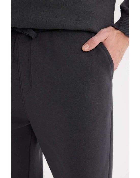 Regular Fit Eşofman Altı İçi Polarlı Basic Düz Cepli Beli Bağcıklı Düz Paça