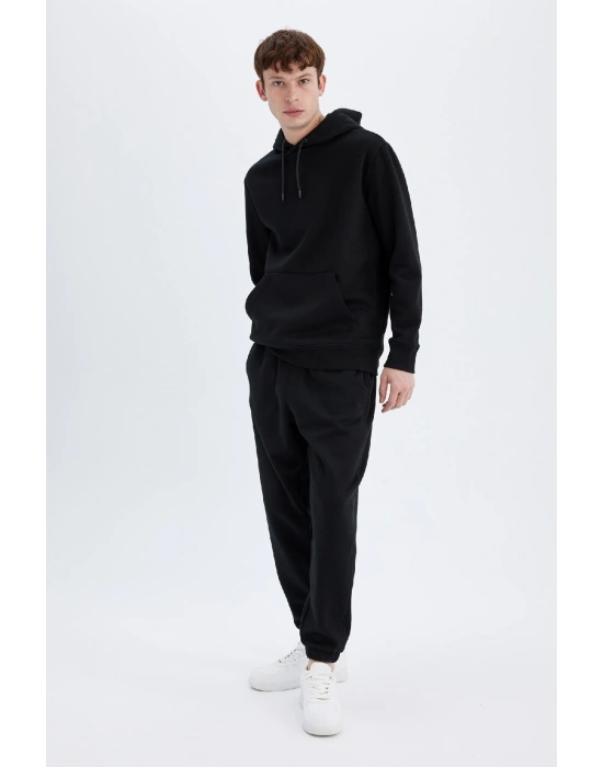 Regular Fit Kapüşonlu Kanguru Cepli Içi Yumuşak Tüylü Basic Düz Sweatshirt X8283az24au