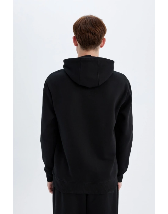 Regular Fit Kapüşonlu Kanguru Cepli Içi Yumuşak Tüylü Basic Düz Sweatshirt X8283az24au