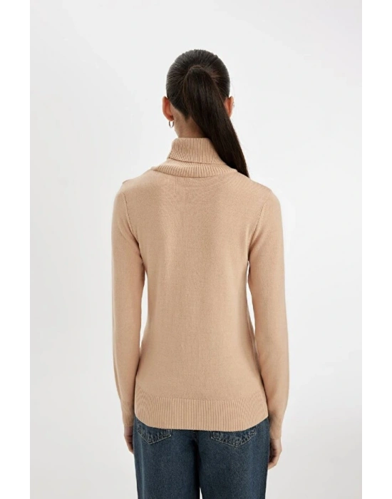 Regular Fit Yumuşak Dokulu Balıkçı Yaka Basic Düz Triko Kazak