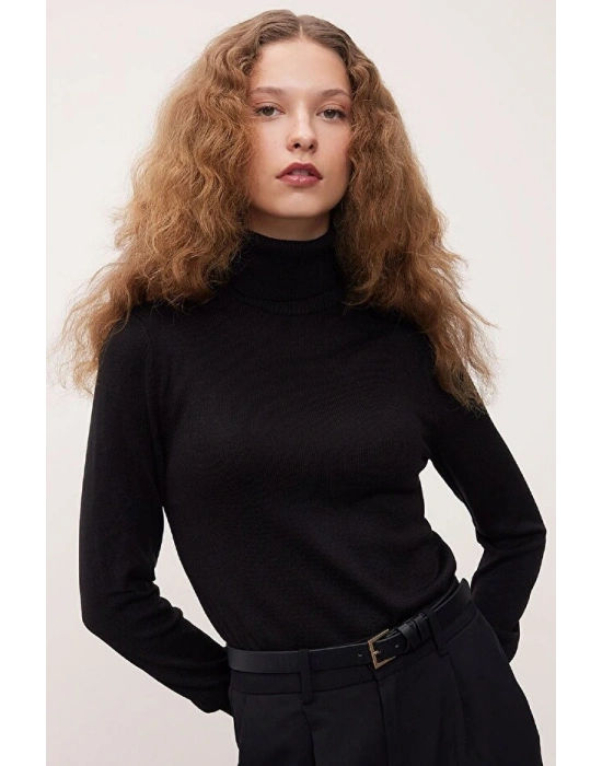 Regular Fit Yumuşak Dokulu Balıkçı Yaka Basic Düz Triko Kazak