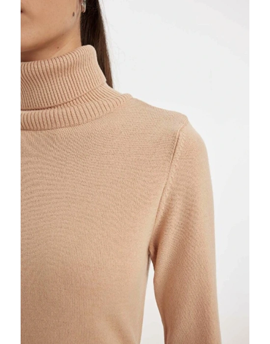 Regular Fit Yumuşak Dokulu Balıkçı Yaka Basic Düz Triko Kazak