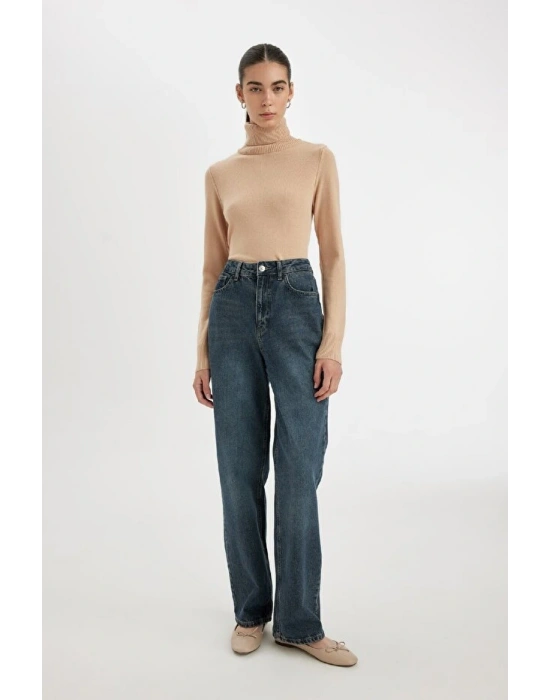 Regular Fit Yumuşak Dokulu Balıkçı Yaka Basic Düz Triko Kazak