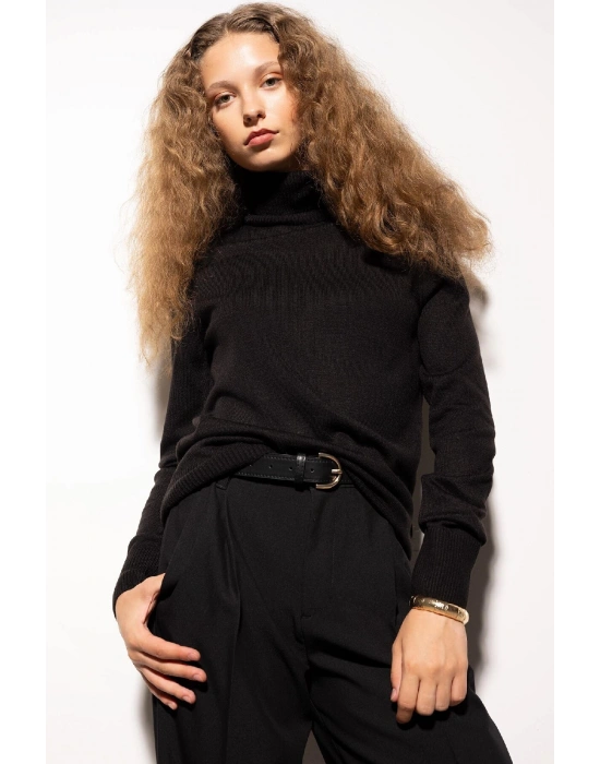 Regular Fit Yumuşak Dokulu Balıkçı Yaka Basic Düz Triko Kazak H1651az24wn