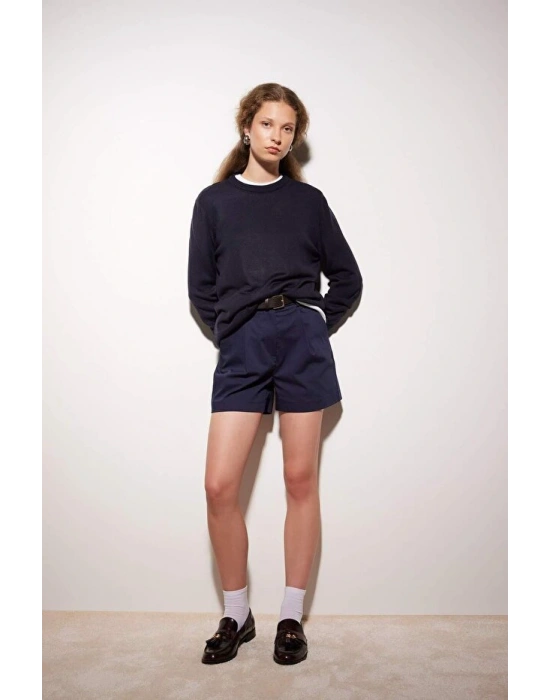 Regular Fit Yumuşak Dokulu Bisiklet Yaka Basic Düz Triko Kazak