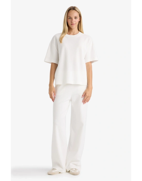 Relax Fit Bisiklet Yaka Basic Düz Kısa Kollu Tişört C7630AX24AU