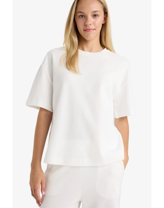 Relax Fit Bisiklet Yaka Basic Düz Kısa Kollu Tişört C7630AX24AU