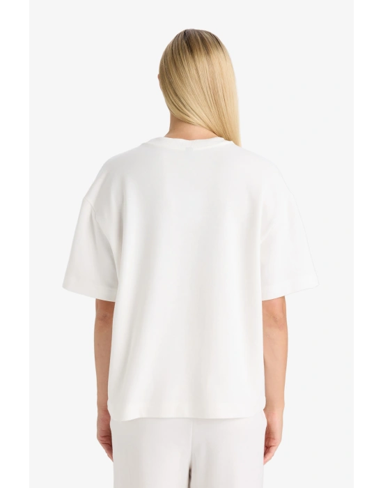 Relax Fit Bisiklet Yaka Basic Düz Kısa Kollu Tişört C7630AX24AU