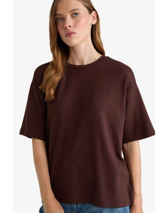 Relax Fit Bisiklet Yaka Basic Düz Kısa Kollu Tişört