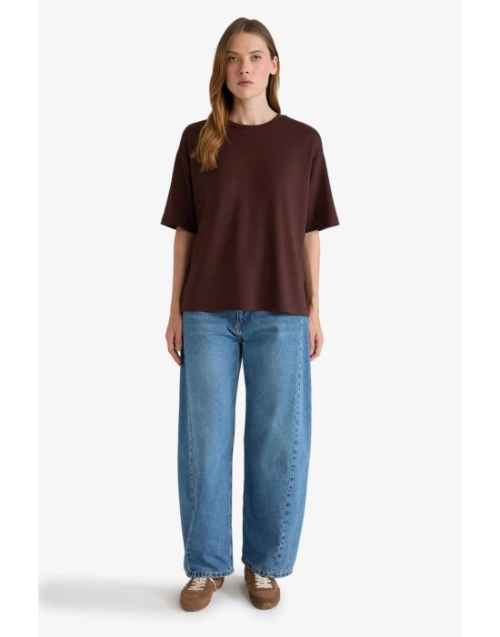 Relax Fit Bisiklet Yaka Basic Düz Kısa Kollu Tişört