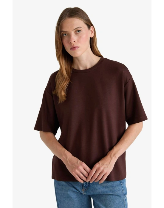 Relax Fit Bisiklet Yaka Basic Düz Kısa Kollu Tişört