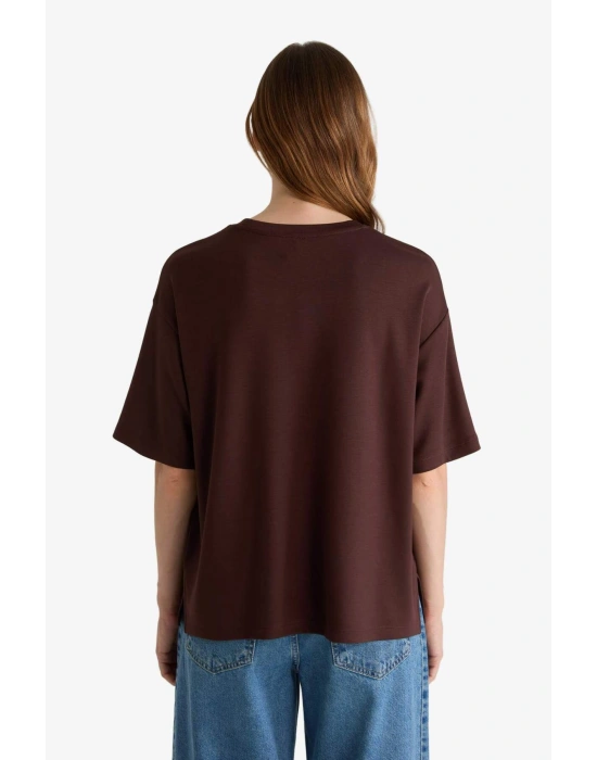 Relax Fit Bisiklet Yaka Basic Düz Kısa Kollu Tişört