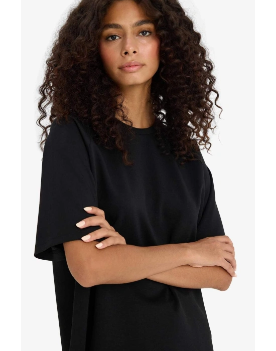 Relax Fit Bisiklet Yaka Yumuşak Dokulu Modal Kısa Kollu Tişört F1031AX25AU